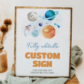 宇宙銀河系誕生日パーティーテーブルの署名 ポスター