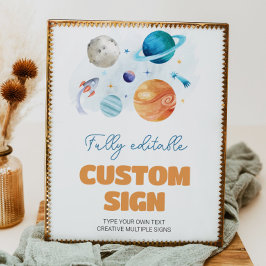 宇宙銀河系誕生日パーティーテーブルの署名 ポスター