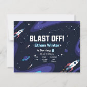 宇宙銀河系誕生日招待状カード 招待状 (正面)
