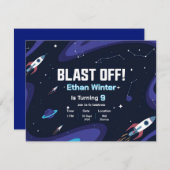 宇宙銀河系誕生日招待状カード 招待状 (正面/裏面)