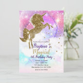 宇宙銀河系金ゴールドグリッターユニコーンマジカルパーティー 招待状 (スタンド正面)