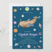 宇宙銀河系飛行機玩具ベビーシャワー 招待状 (正面)