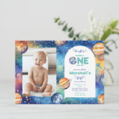 宇宙銀河系✨惑星フォトファースト誕生日 招待状 (スタンド正面)