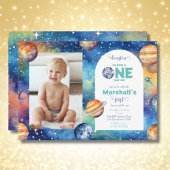 宇宙銀河系✨惑星フォトファースト誕生日 招待状