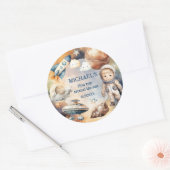 宇宙銀河系First Trip のまわりに the Sun Sticker ラウンドシール (封筒)