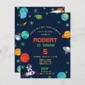 宇宙鎖状お祝い誕生日招待状 ポストカード (正面/裏面)