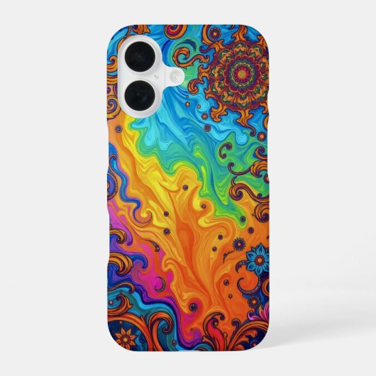 宇宙開花：超現実的エネルギーフロー iPhone 16ケース (裏面)