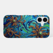 宇宙開花：超現実的エネルギーフロー iPhone 16ケース (裏面横)