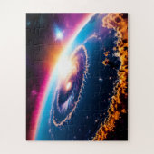 宇宙青紫色の銀河星雲 ジグソーパズル (縦)