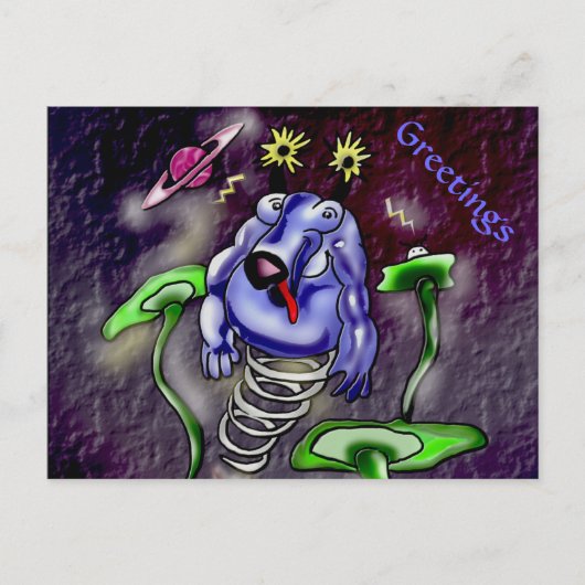 宇宙飛んでいる牛宇宙 ポストカード (正面)