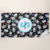 宇宙飛パーソナライズされた行士の猫たちが宇宙の子猫たち ビーチタオル (正面)