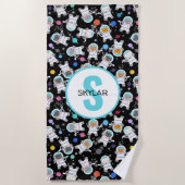 宇宙飛パーソナライズされた行士の猫たちが宇宙の子猫たち ビーチタオル (正面)