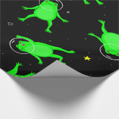 宇宙飛行士おもしろいのカエル宇宙ブラック ラッピングペーパー (角)