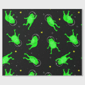 宇宙飛行士おもしろいのカエル宇宙ブラック ラッピングペーパー (フラット)