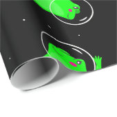 宇宙飛行士おもしろいのカエル宇宙ブラック ラッピングペーパー (ロールコーナー)