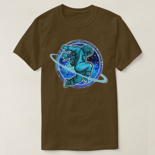 宇宙飛行士おもしろいカッコいい宇宙惑星グラフィック Tシャツ (デザイン正面)