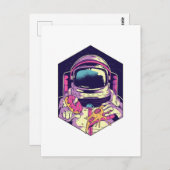 宇宙飛行士おもしろいピザ漫画グラフィック宇宙ギーク ポストカード (正面/裏面)