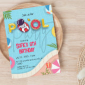 宇宙飛行士おもしろいプールパーティー誕生日 招待状