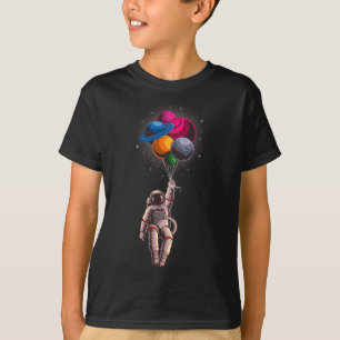 宇宙飛行士おもしろい浮動惑星バルーンTシャツ Tシャツ