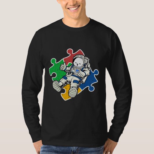 宇宙飛行士おもしろい自閉症 Tシャツ (正面)
