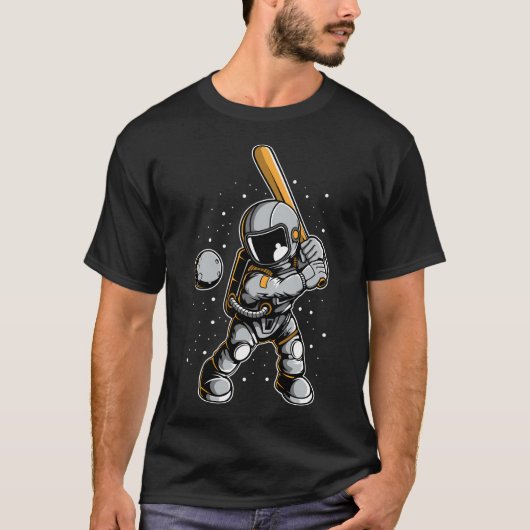 宇宙飛行士おもしろい野球 – 宇宙愛好家 Tシャツ (正面)