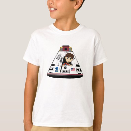 宇宙飛行士およびカプセルのティー Tシャツ (正面)