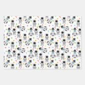 宇宙飛行士およびロケット宇宙パターン ラッピングペーパーシート (正面3)