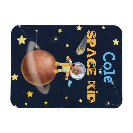 👨 🚀 ‍宇宙飛行士かわいい宇宙テーマカスタム写真名 マグネット (横)