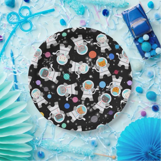 宇宙飛行士かわいい誕生日 ペーパープレート (パーティー)