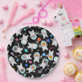 宇宙飛行士かわいい誕生日 ペーパープレート (パーティー)