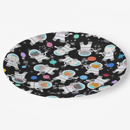 宇宙飛行士かわいい誕生日 ペーパープレート (アングル)