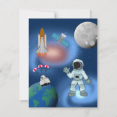 宇宙飛行士がいるスペースギャラクシー名前入り少年用 ノートカード (裏面)