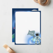 宇宙飛行士がいる宇宙 銀河 個人名 男の子 ノートカード (正面/裏面インサイチュ)