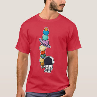 宇宙飛行士がアイスを食べている惑星のファミリー Tシャツ