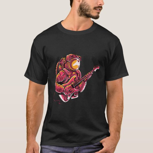 宇宙飛行士がギターを演奏する宇宙月旅行 Tシャツ (正面)