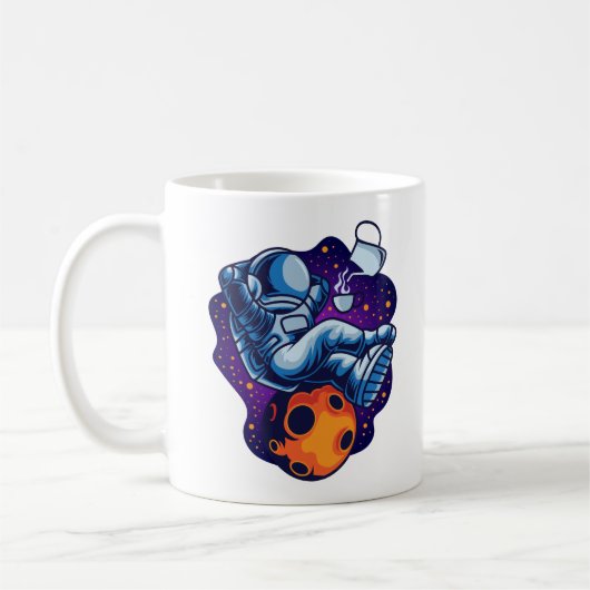 宇宙飛行士がコーヒーでリラックス コーヒーマグカップ (左)