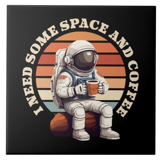 宇宙飛行士がコーヒーを飲む タイル (正面)