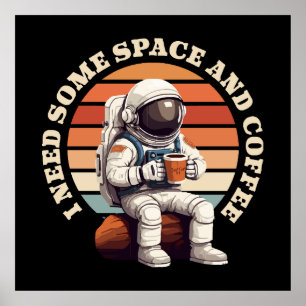 宇宙飛行士がコーヒーを飲む ポスター