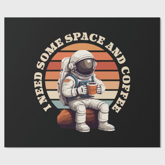 宇宙飛行士がコーヒーを飲む ラッピングペーパー (フラット)