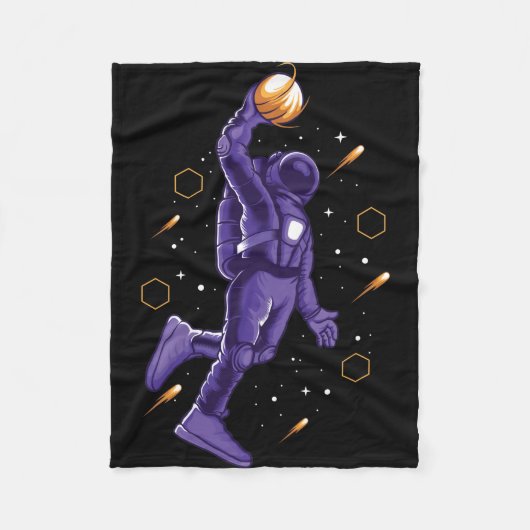宇宙飛行士がダンクシュート フリースブランケット (正面)
