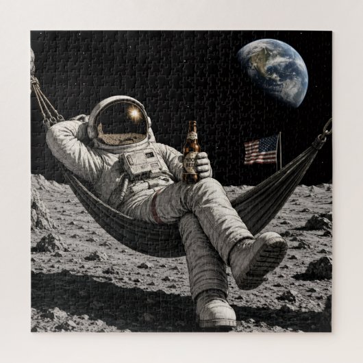 宇宙飛行士がビールを飲む ジグソーパズル (縦)