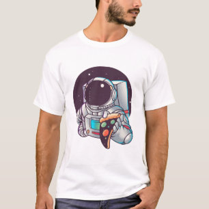宇宙飛行士がピザ惑星を食べる Tシャツ