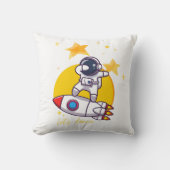 宇宙飛行士がロケットで踊る クッション (正面)