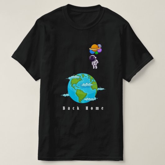 宇宙飛行士が地球のTシャツに着陸 Tシャツ (デザイン正面)