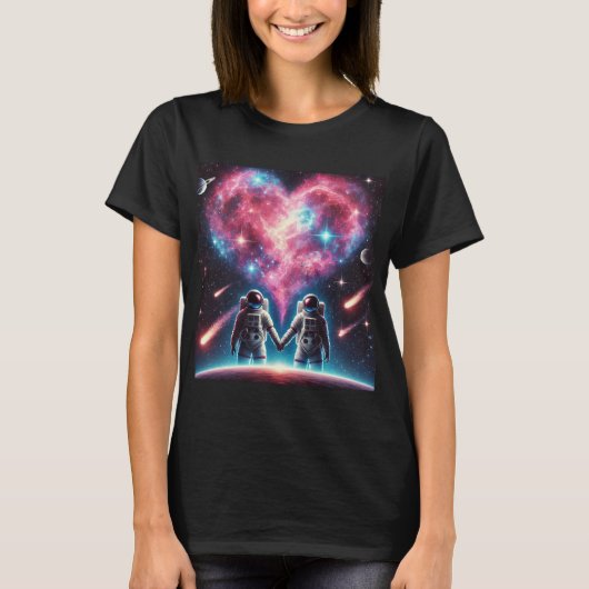 宇宙飛行士が女性のTシャツを愛する Tシャツ (正面)