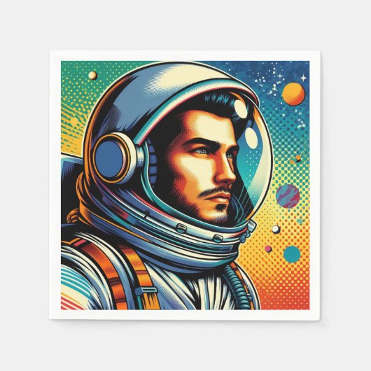 宇宙飛行士が宇宙に！ スタンダードカクテルナプキン (正面)