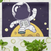 宇宙飛行士が宇宙を探検 キッチンタオル (折り畳み)