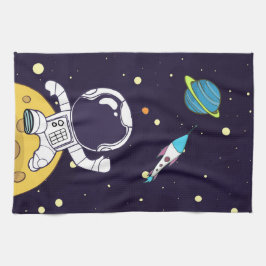 宇宙飛行士が宇宙を探検 キッチンタオル