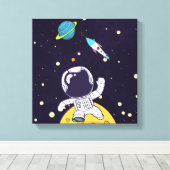 宇宙飛行士が宇宙を探検 キャンバスプリント (インサイチュ (ウッドフロア))