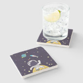 宇宙飛行士が宇宙を探検 ストーンコースター (横)